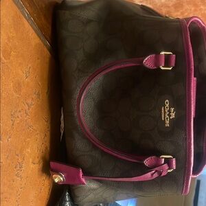 Coach Black and Pink Satchel with Structured Design